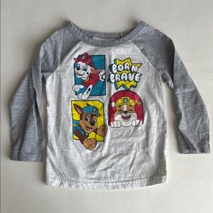 Paw Patrol “Born Brave' Gray Long Sleeve Shirt Boys 24 Months